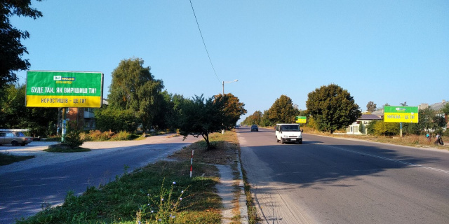 Щит 6x3,  Коростишів в.Київська 129, центральна вулиця, напрямок з Києва на Житомир, ст Б