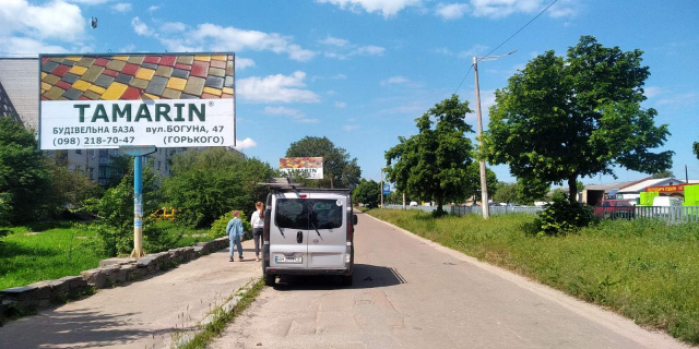 Щит 6x3,  Коростишів в. Київська 103, центральна вулиця, напрямок з Києва на Житомир, напроти с/м "ФУРШЕТ",ст.Б
